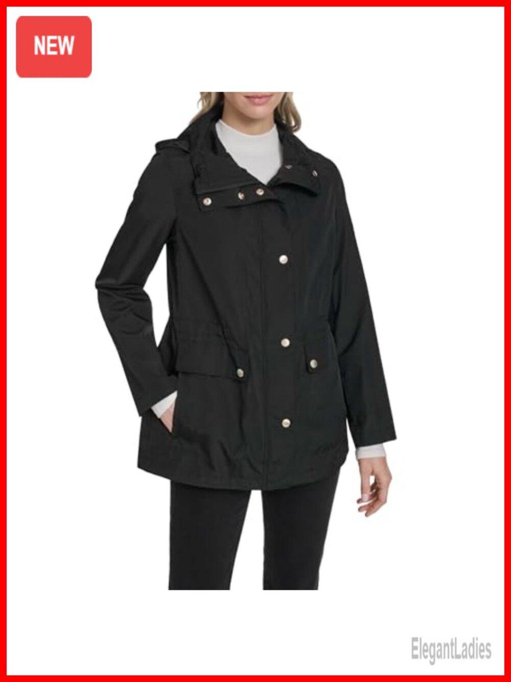 Packable Travel Jacket Stand Collar Hidden Hood Adjustable Waist Lightweight